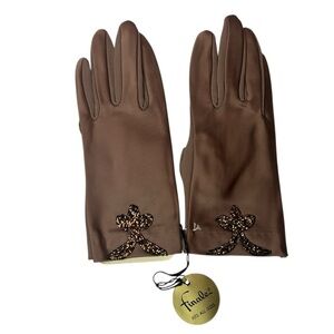 New Finale Vintage Brown Gloves – Retro Rayon Nylon Blend with Sequins – Elegant